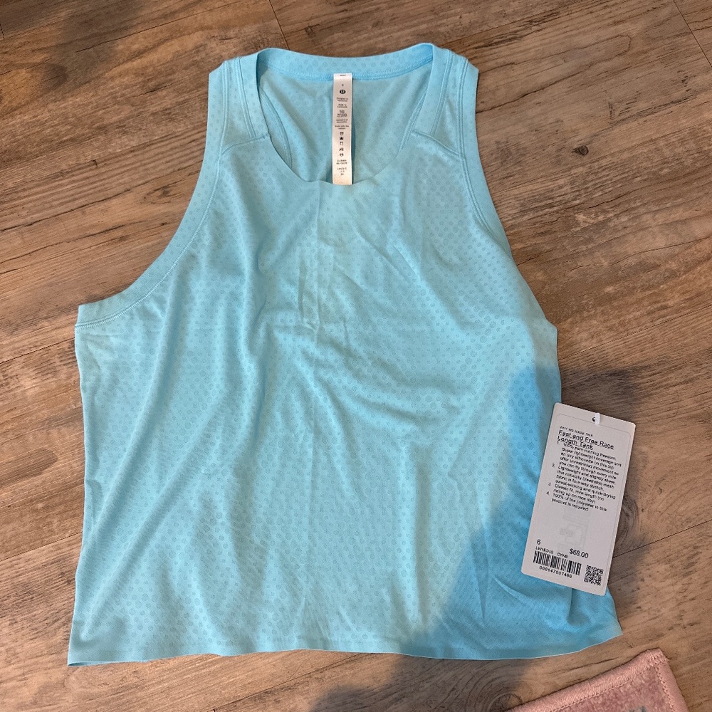 Lululemon blue Fast and Free Race Length tank